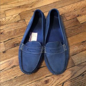Blue Suede Driving Moccasin Loafer